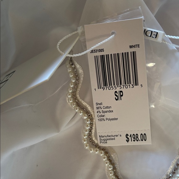 NWT Jason Wu Edit White scalloped organza faux pearl & rhinestone collar top- S - Picture 12 of 12